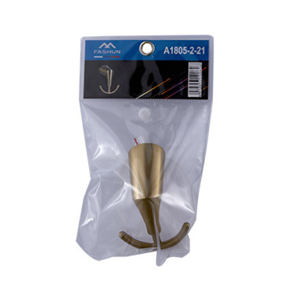 Крючок Fashun двойной L=70 мм H=90 мм PVD цинк. сплав + сталь бронза (A1805-2-21)