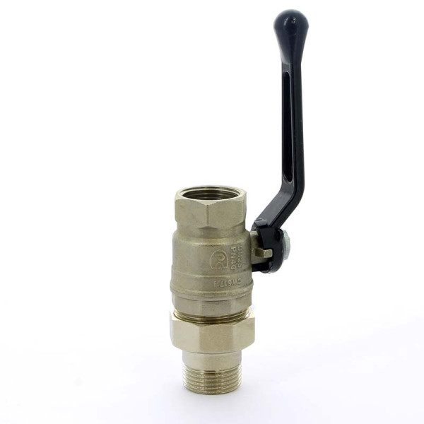 Кран Bugatti 1" шаровый со сгоном New Jersey 920 (черная ручка) (09200005)