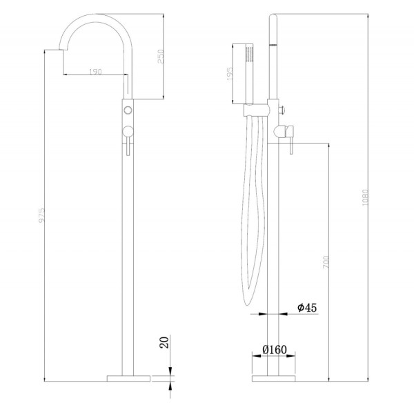 Смеситель напольный Abber Wasser Kreis хром (AF8115N)