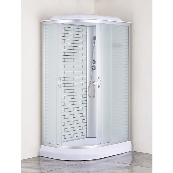 Душевая кабина Loranto 120x80x215 стекло матовое, профиль хром, белый кирпичный узор (CS-66120-13R FW 120)