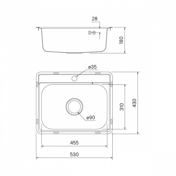 Мойка для кухни врезная Iddis Basic 530x430x180 xром полированный (BAS53P0i77)