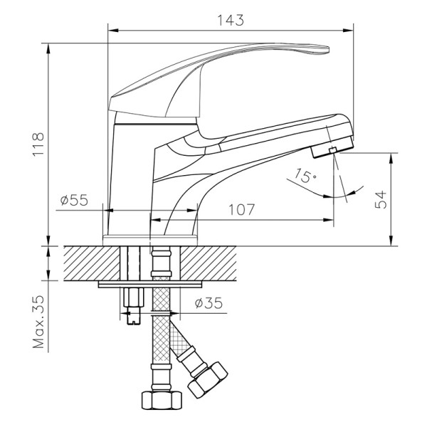 Смеситель для раковины Decoroom DR71 хром (DR71011)
