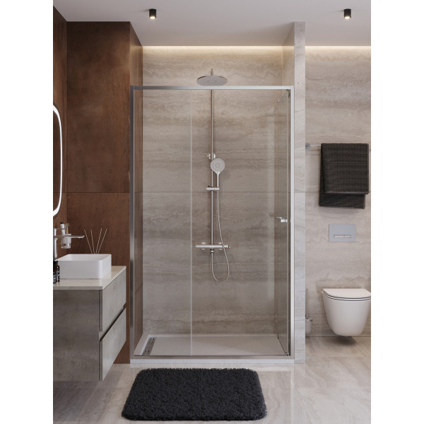 Душевая дверь Cezares Lux 130x195 стекло прозрачное, профиль хром (LUX-B-FS-11-130-C-CR)