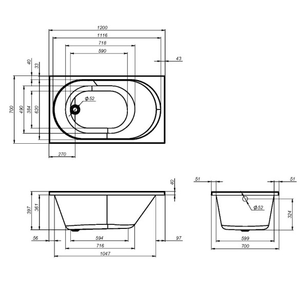 Ванна акриловая AM.PM X-joy 120х70 белая (W94A-120-070W-A) Ванна акриловая AM.PM X-joy 120х70 белая (W94A-120-070W-A)