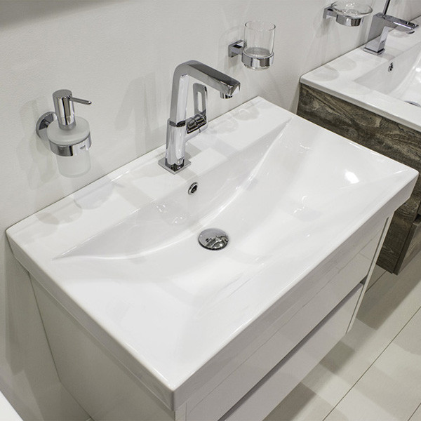 Тумба подвесная Comforty Верона 750x620x460 дуб белый матовый с раковиной (00-00001438) Тумба подвесная Comforty Верона 750x620x460 дуб белый матовый с раковиной (00-00001438)