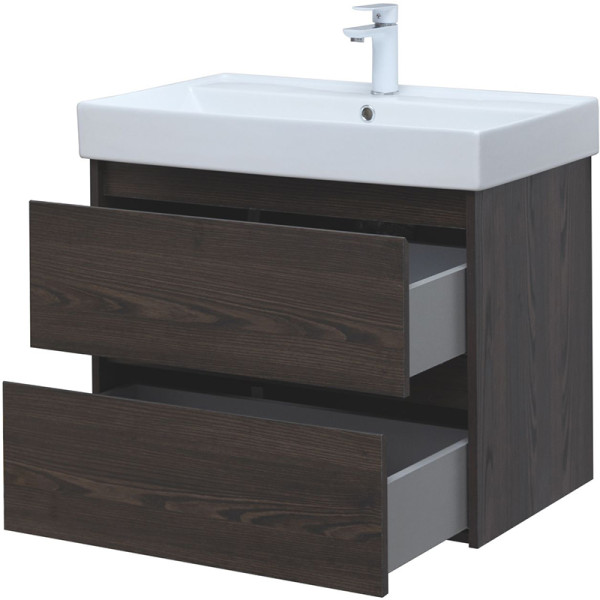 Тумба подвесная Aquanet Nova Lite 75 дуб черный (2 ящика) (00287895) Тумба подвесная Aquanet Nova Lite 75 дуб черный (2 ящика) (00287895)
