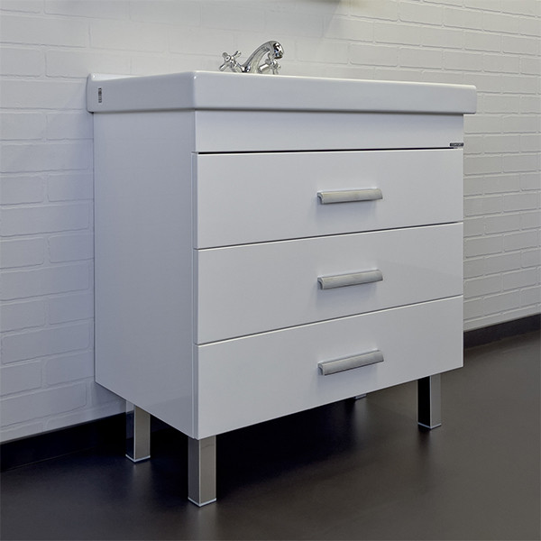 Тумба напольная Comforty Никосия 800x860x450 дуб белый матовый с раковиной (00-00001509) Тумба напольная Comforty Никосия 800x860x450 дуб белый матовый с раковиной (00-00001509)