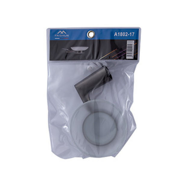 Мыльница Fashun со стеклян. матов. блюдцем L=157 мм PVD цинк. сплав + сталь графит (A1802-17)