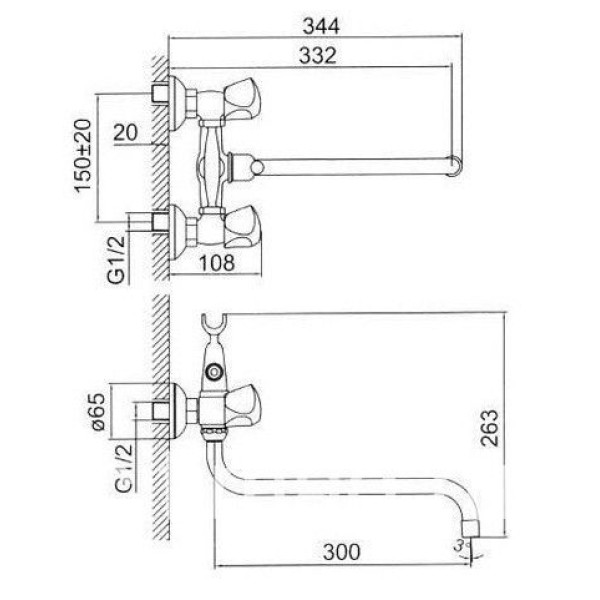 Смеситель для ванны и душа Iddis Praktic Plus (PRPSBL0i10)
