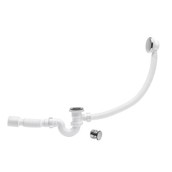 Обвязка для ванны АНИ с выпуском 1 1/2"*40 клик-клак, трубный сифон, с гибкой трубой 375*40/50, (сетка) АНИ пласт (EC155S)