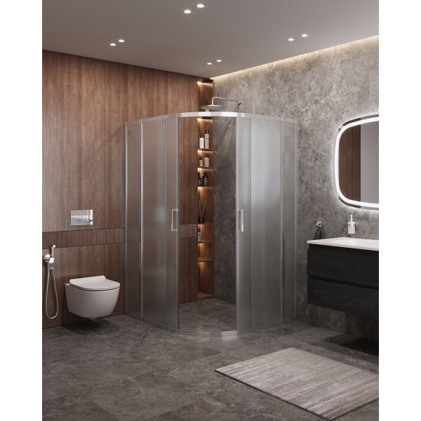 Душевой уголок Cezares Molveno 130x120x195 стекло матовое рифленое, профиль хром (MOLVENO-RH-22-130/120-P-Cr)