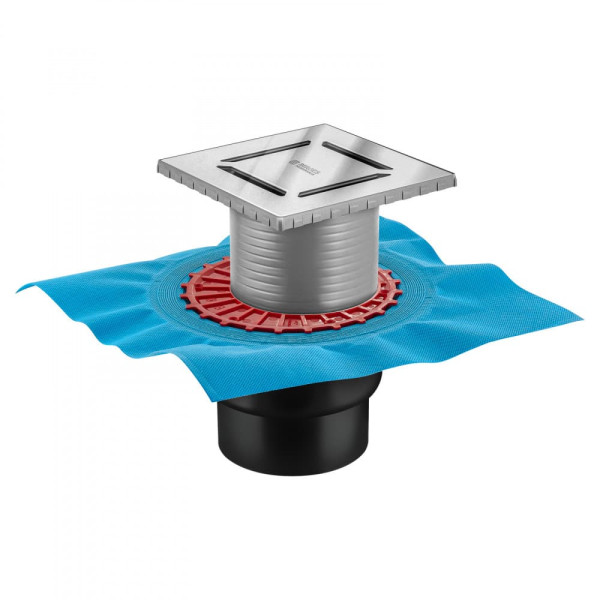 Трап Berges водосток Zentrum Norma 150х150, хром глянец, выпуск D50/75/110 H74 вертикальный (091463)