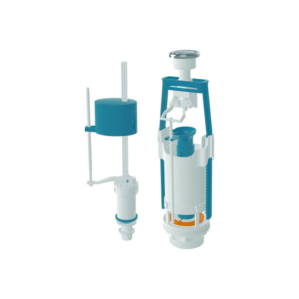 Арматура для смывного бачка Nova Эконом нижний подвод 1/2" (пластик) 1-уровень, кнопка хром (4163.004)