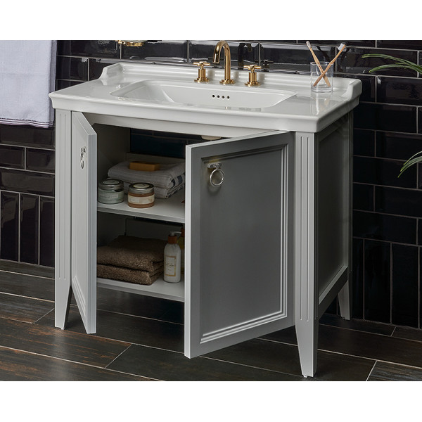 Тумба напольная Vitra Valarte 80 см с раковиной, с дверцами, серый матовый (62154) Тумба напольная Vitra Valarte 80 см с раковиной, с дверцами, серый матовый (62154)