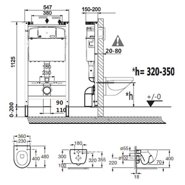 Унитаз с инсталляцией Roca Meridian 893104110