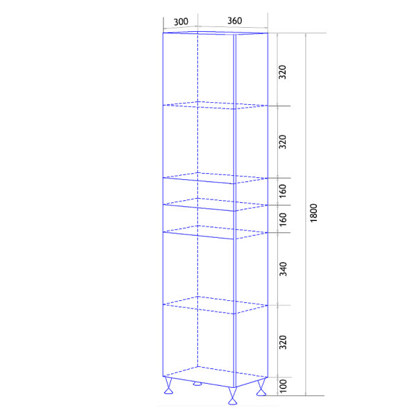 Пенал напольный Loranto Моника 36 36х180х30 левосторонний белый (CS00046816)
