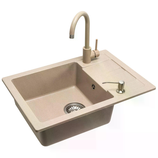 Мойка для кухни Rea nils beige Nakrapiany 5W1 гранит 62x44x16 бежевая с вкраплением (ZLE-00102)