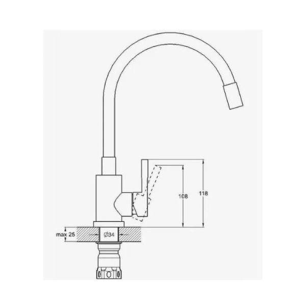 Смеситель для кухни Dlin с гибким изливом сатин (H155316-3)
