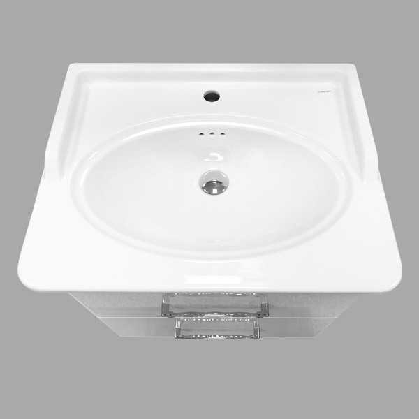 Тумба подвесная Comforty Марио 650x545x500 дуб темный матовый с раковиной (00-00001491)