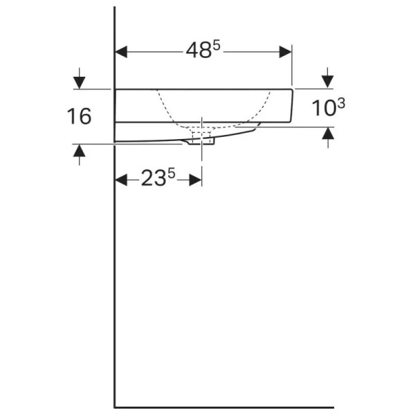 Раковина подвесная Geberit iCon 90x48,5 без отверстия под смеситель, белая (124093000)