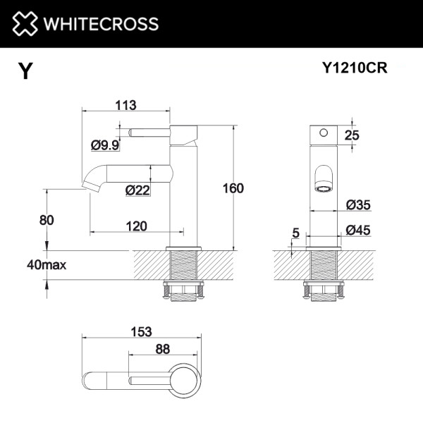 Смеситель для раковины Whitecross Y хром (Y1210CR)