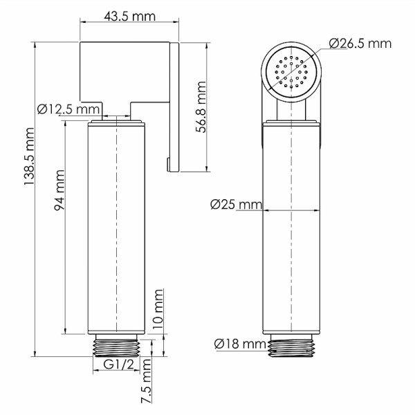 Лейка гигиеническкая WasserKRAFT белый (A232)