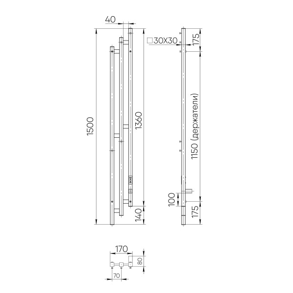 Полотенцесушитель электрический Indigo Sky PRO 1500x170 таймер, скрыт.провод справа, Graphite Metallic (LSKPRE150-17GFMRt) Полотенцесушитель электрический Indigo Sky PRO 1500x170 таймер, скрыт.провод справа, Graphite Metallic (LSKPRE150-17GFMRt)