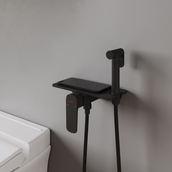 Смеситель с гигиеническим душем встраиваемый Iddis Axes черный (AXEBLSHi08)