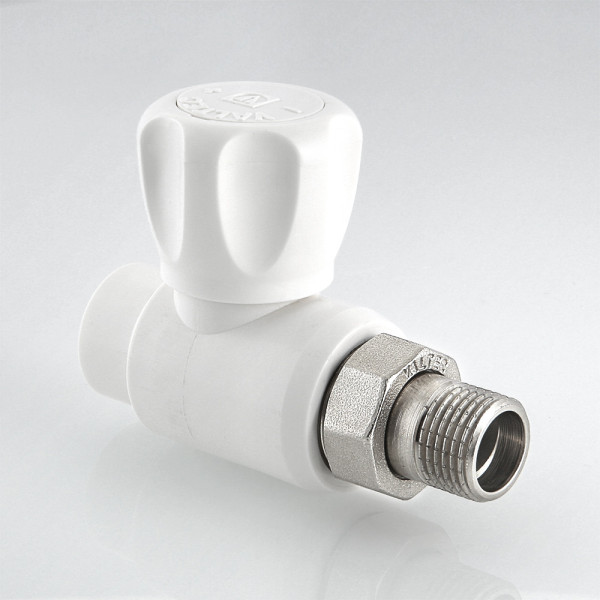 Кран шаровой со сгоном прямой PP-R 20x1/2"Н Valtec (белый) VTp.717.0.02004