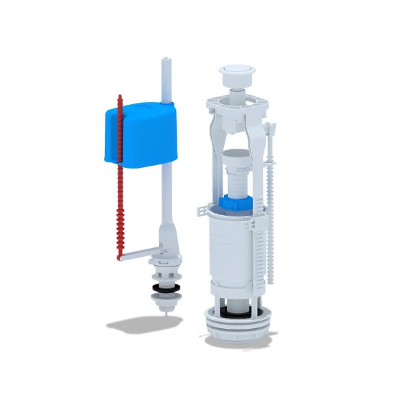 Арматура для смывного бачка АНИ (нижний подвод 1/2" (пластик эконом), 1-уровень, кнопка пласт. белая эконом) АНИ пласт (WC6550)