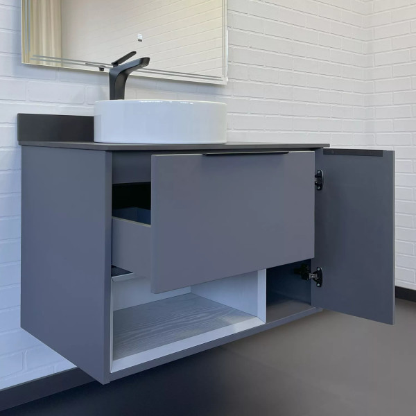 Тумба подвесная с раковиной Comforty Джанкой 900x30x900 антрацит (00-00017878)