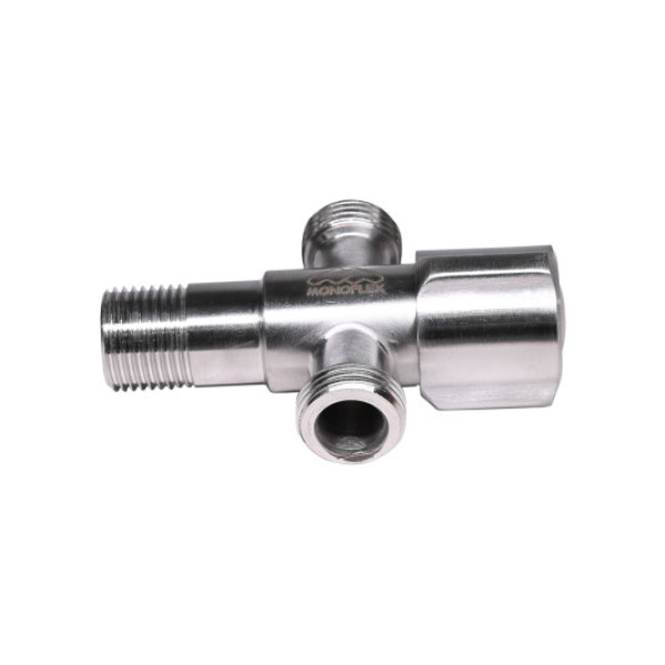 Кран проходной 1/2"х1/2"х1/2" НН Monoflex (нерж.сталь, керамический картридж) (Н02451)