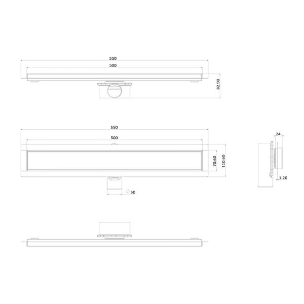 Душевой лоток ALMAes Laguna 50 с черной решеткой (LG50BL)