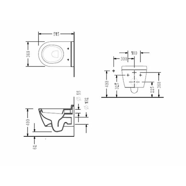 Унитаз подвесной Serel Smart 51,5x36 с ободком, с сиденьем микролифт Beta (SM25SL)
