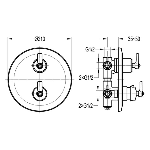 Смеситель для душа встраиваемый Swedbe Terracotta art термостат подключение на 3 выхода терракота (темная бронза) (2521)