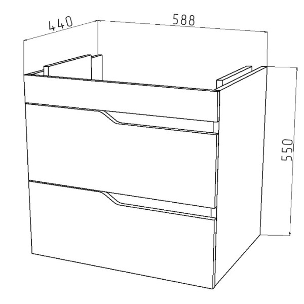 Тумба подвесная Melodia Лотос 60 (Como 60) 2 ящика белая (MFR80025WT)