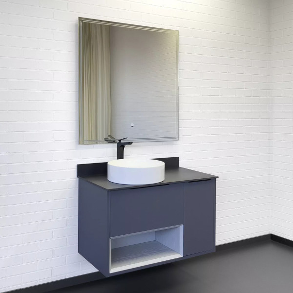 Тумба подвесная с раковиной Comforty Джанкой 900x30x900 антрацит (00-00017878)