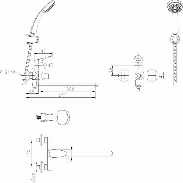 Смеситель для ванны и душа Bravat Drop (F64898C-LB)