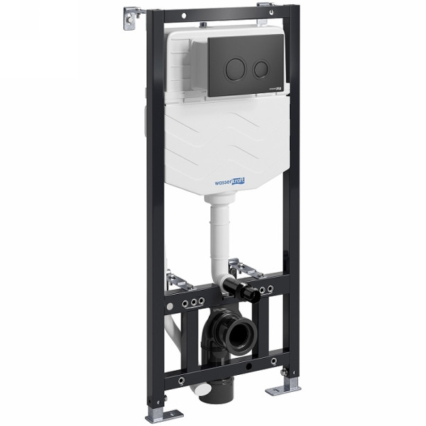Инсталляция для подвесного унитаза WasserKRAFT Aller с клавишей (10TLT.010.ME.MB01) черная матовая