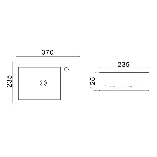 Раковина подвесная Azario 37x23,5x12,5 левая белая (AZ4331-A)