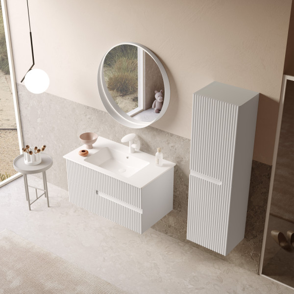 Тумба подвесная Orka Moonlight 910x510x510 с раковиной белый матовый (5001497)