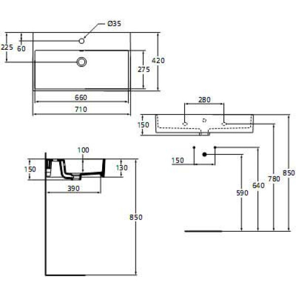 Раковина подвесная Ideal Standard Strada 130x420x700 (K078201)