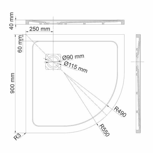 Душевой поддон Wasser Kraft Dinkel 90x90 (58T01)