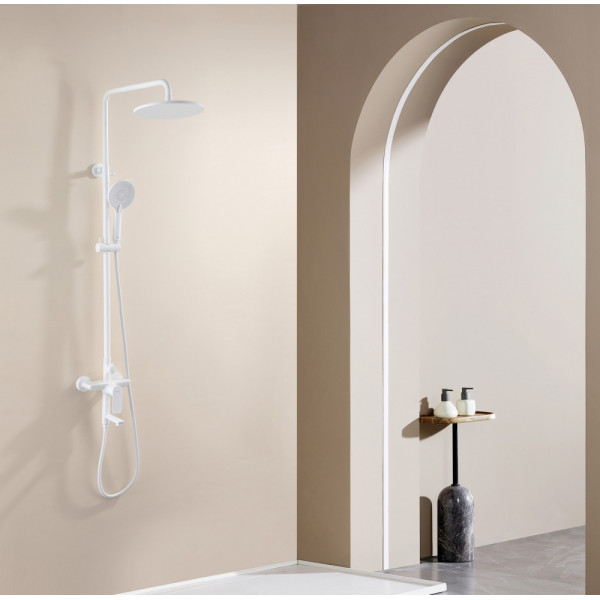 Душевая система Abber Weiss Insel с изливом белый матовый (AF8016FWL)