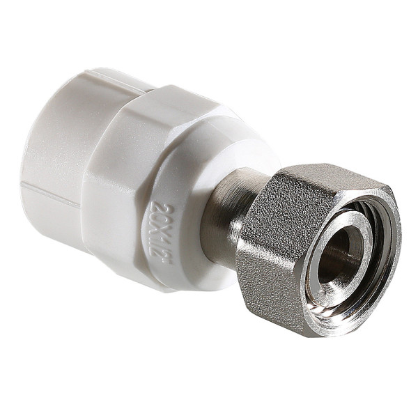 Переход с накидной гайкой PP-R 20*1/2"(16) VALTEC (латунь, белый) VTp.708.K.02004