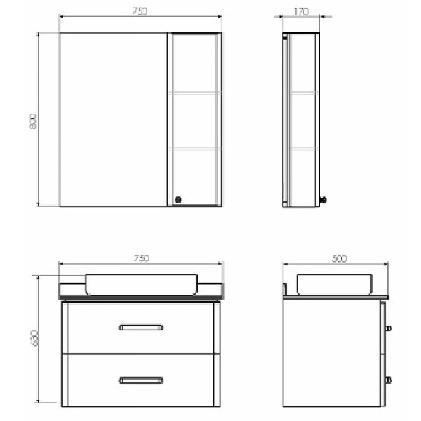 Шкаф зеркальный Comforty Амстердам 750x170x800 белый глянцевый (00004144209)