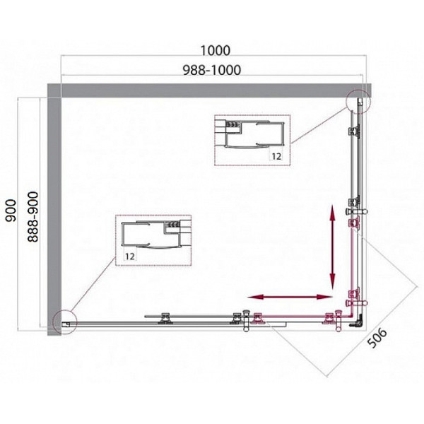 Душевой уголок BelBagno Uno-195 100x90x195 стекло рифленое, профиль хром (UNO-195-AH-2-10/90-P-Cr) Душевой уголок BelBagno Uno-195 100x90x195 стекло рифленое, профиль хром (UNO-195-AH-2-10/90-P-Cr)