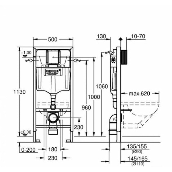 Комплект инсталляция с унитазом Grohe Solido Compact c унитазом Bau Ceramic и сиденьем микролифт, кнопкой смыва хром (39586000) Комплект инсталляция с унитазом Grohe Solido Compact c унитазом Bau Ceramic и сиденьем микролифт, кнопкой смыва хром (39586000)