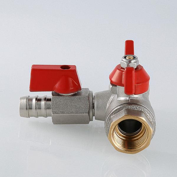 Кран 1/2" ВВ шаровый с обратным клапаном и сливным краном Valtec (красная бабочка) VT.248.N.04 Кран 1/2" ВВ шаровый с обратным клапаном и сливным краном Valtec (красная бабочка) VT.248.N.04