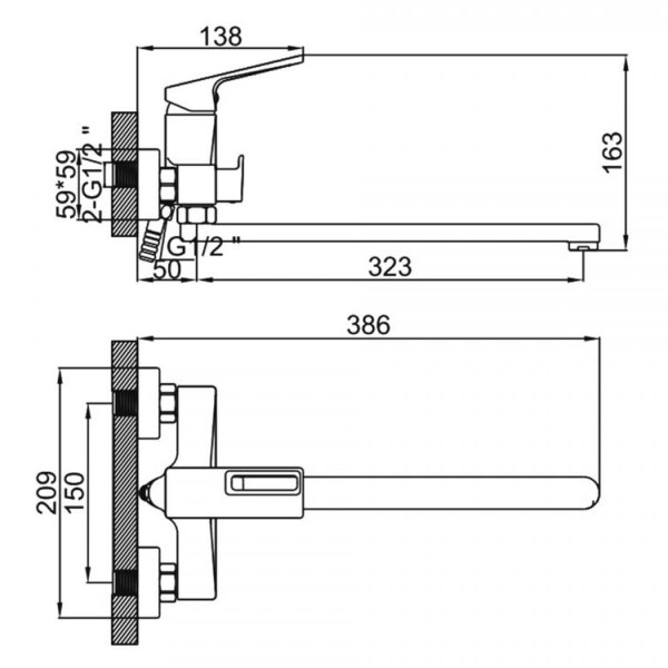 Смеситель для ванны и душа Ledeme оружейная сталь (L2292D)